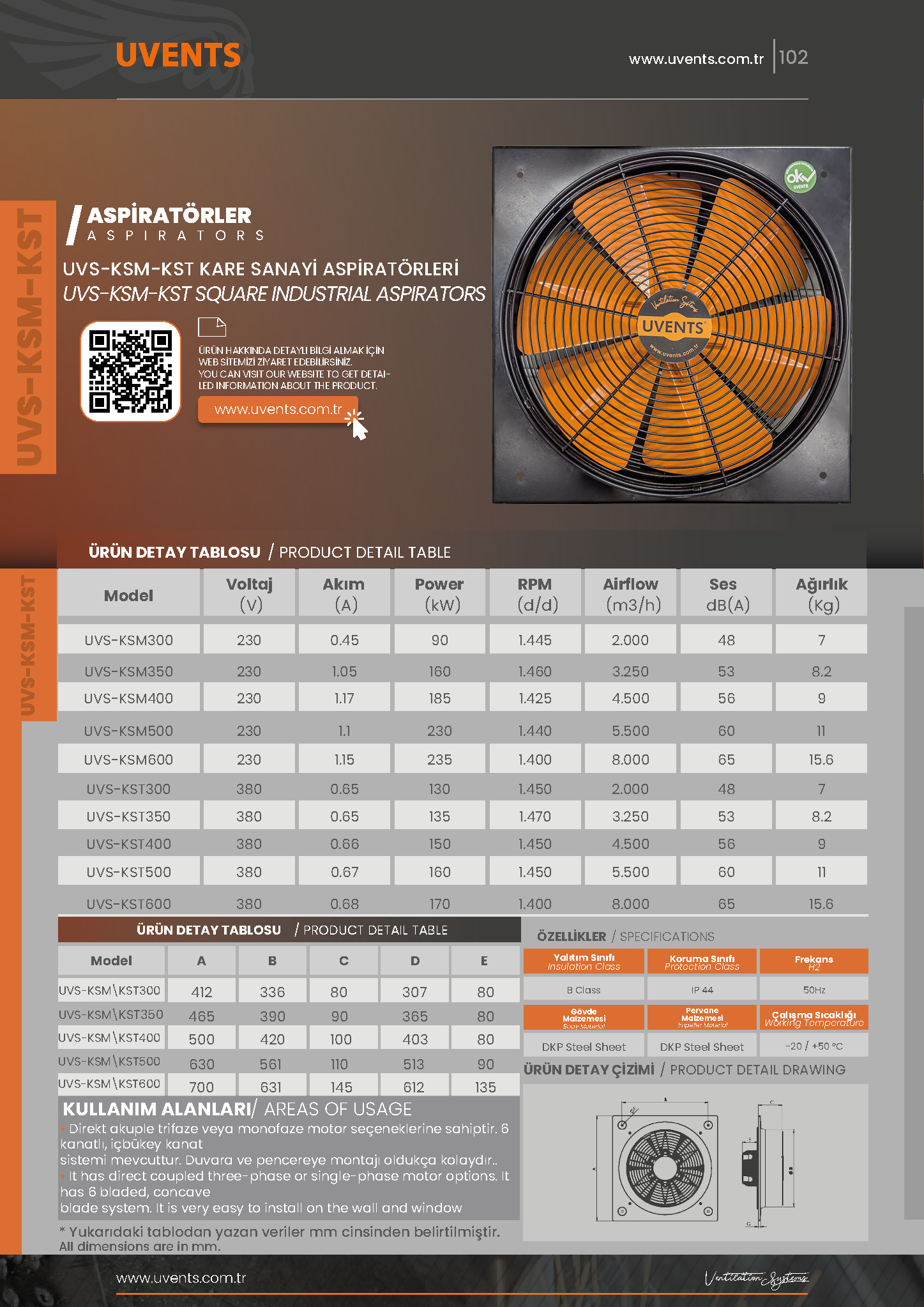 UVS-KSM-KST SQUARE INDUSTRIAL ASPIRATORS