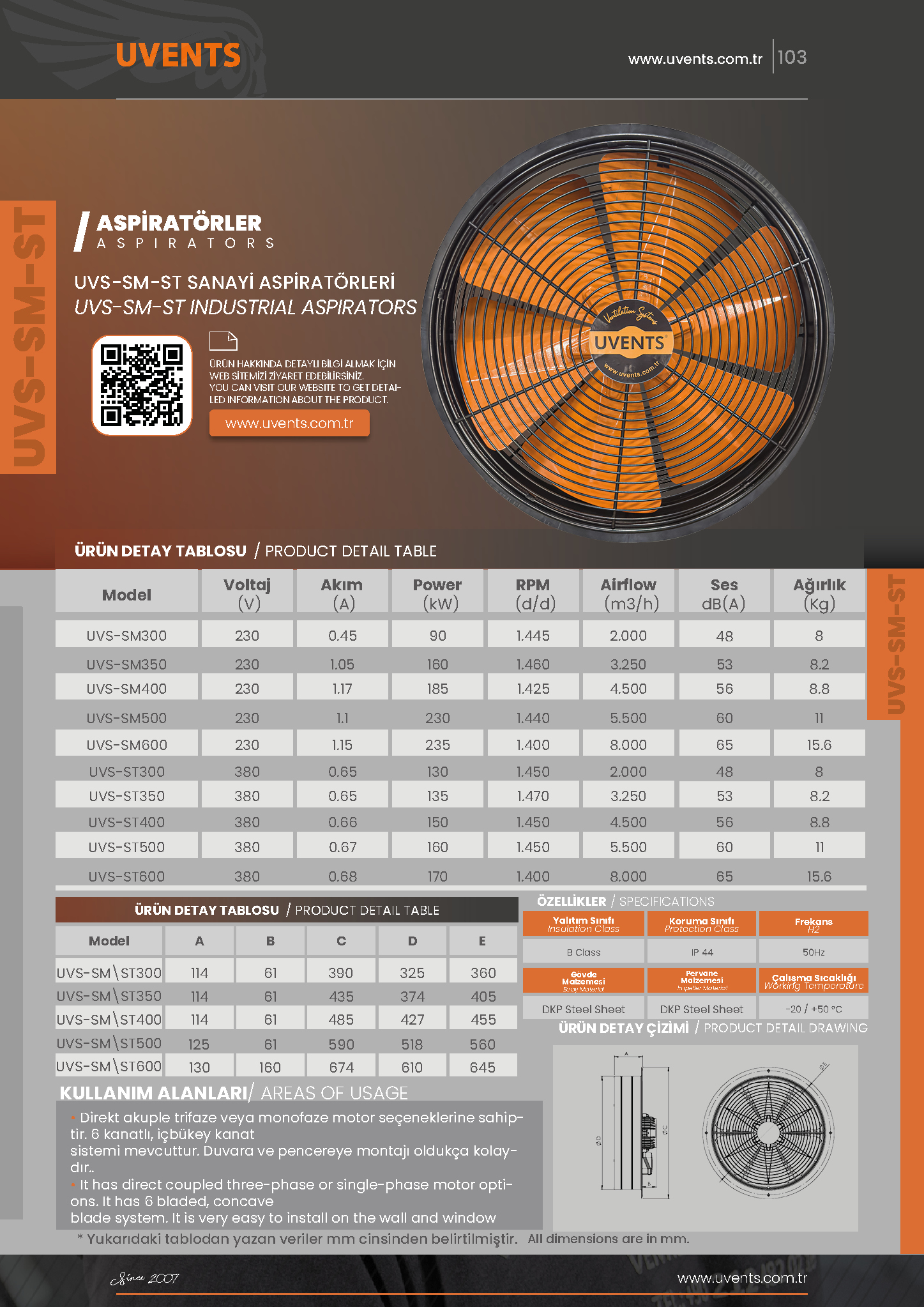 UVS-SM-ST SANAYİ ASPİRATÖRLERİ